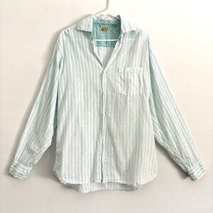 Roberta Roller Rabbit Green Button-Up Long Sleeve Shirt Geometric Women’s Sz XXL